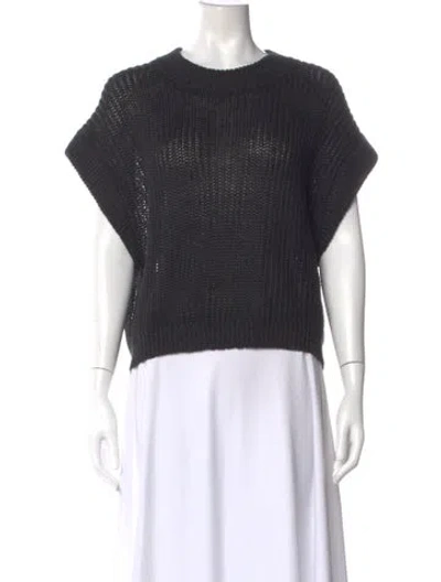 Pre-owned Apiece Apart Linen Crew Neck Sweater In Black