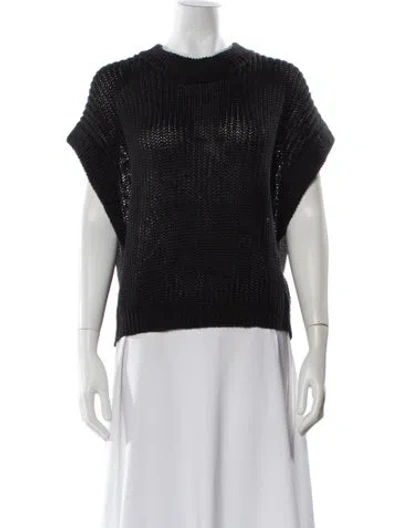 Pre-owned Apiece Apart Linen Crew Neck Sweater In Black