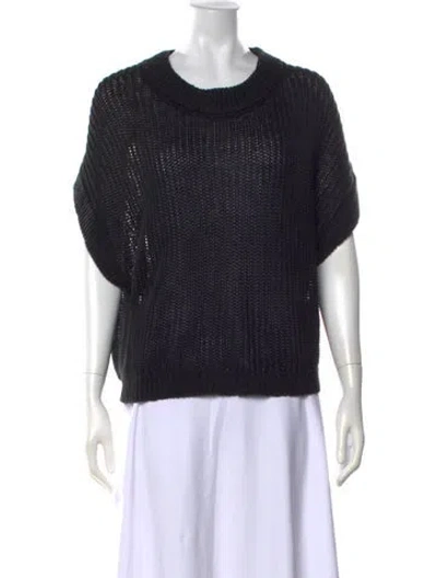 Pre-owned Apiece Apart Linen Crew Neck Sweater In Black