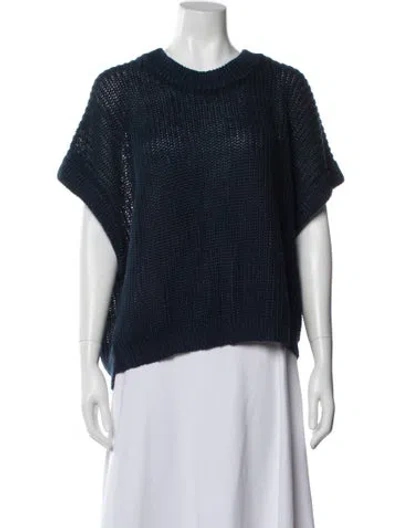 Pre-owned Apiece Apart Linen Crew Neck Sweater In Blue