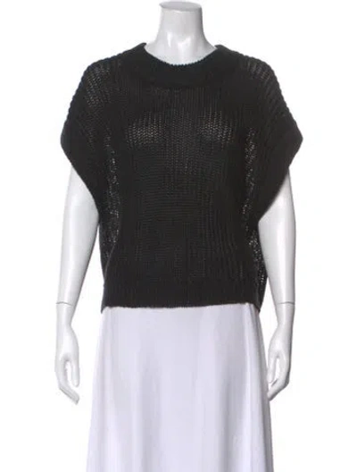 Pre-owned Apiece Apart Linen Crew Neck Top In Black