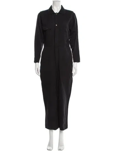 Pre-owned Apiece Apart Linen Jumpsuit In Black/blue