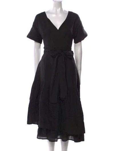 Pre-owned Apiece Apart Linen Long Dress In Black