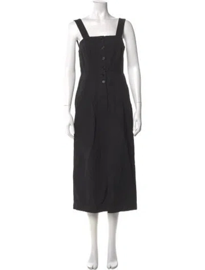 Pre-owned Apiece Apart Linen Long Dress In Black