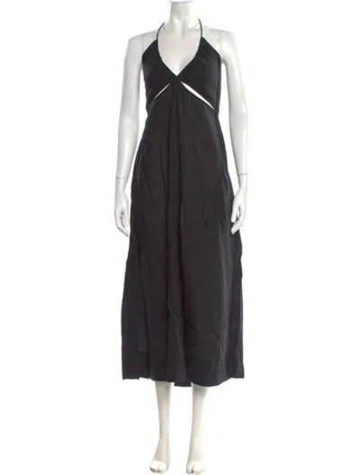 Pre-owned Apiece Apart Linen Long Dress In Black