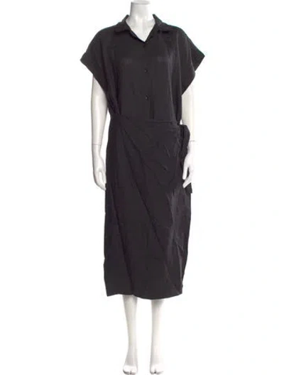 Pre-owned Apiece Apart Linen Long Dress In Black