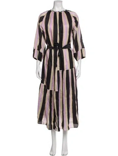 Pre-owned Apiece Apart Linen Long Dress In Gray