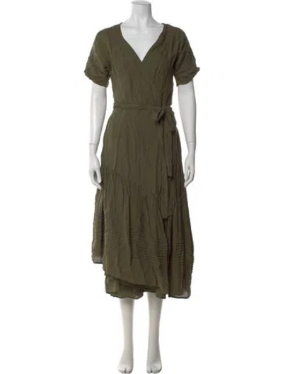 Pre-owned Apiece Apart Linen Long Dress In Green