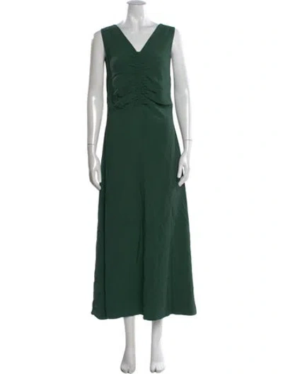 Pre-owned Apiece Apart Linen Long Dress In Green