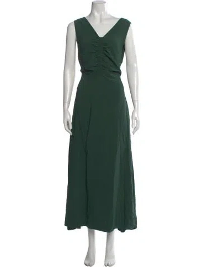 Pre-owned Apiece Apart Linen Long Dress In Green