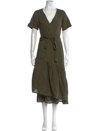 Pre-owned Apiece Apart Linen Long Dress In Green