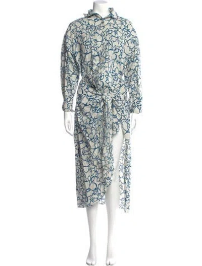 Pre-owned Apiece Apart Linen Long Dress In Multi