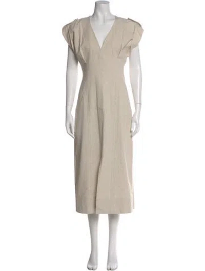 Pre-owned Apiece Apart Linen Long Dress In Neutral