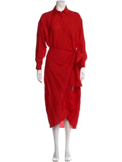 Pre-owned Apiece Apart Linen Long Dress In Red