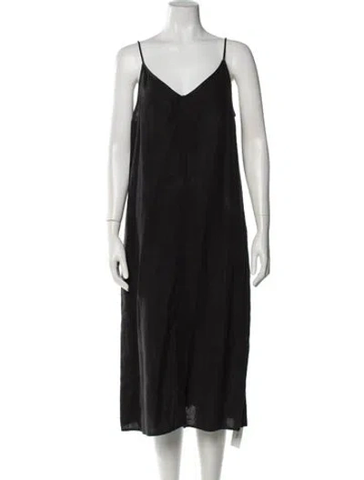 Pre-owned Apiece Apart Linen Midi Length Dress In Black