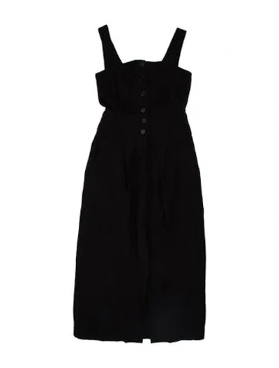 Pre-owned Apiece Apart Linen Midi Length Dress In Black