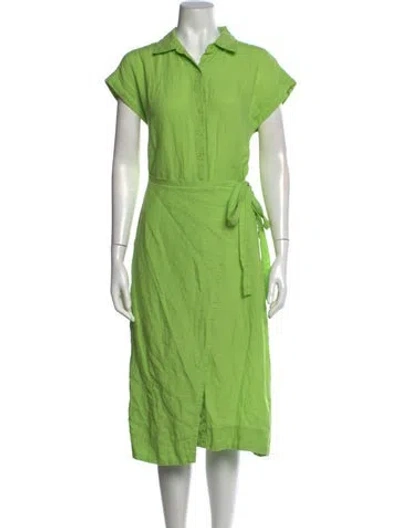 Pre-owned Apiece Apart Linen Midi Length Dress In Green
