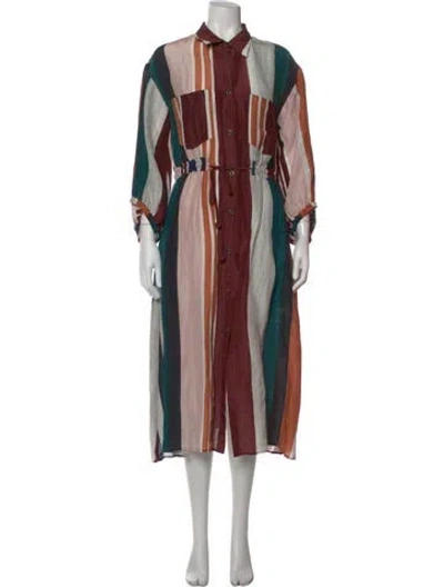 Pre-owned Apiece Apart Linen Midi Length Dress In Multi