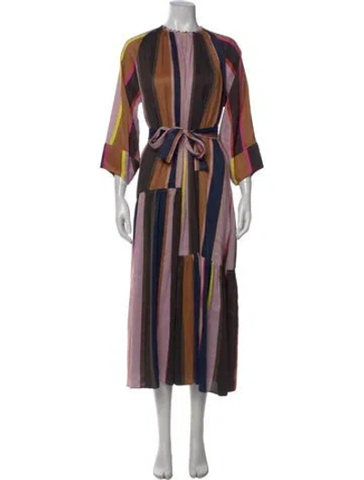 Pre-owned Apiece Apart Linen Midi Length Dress In Multi
