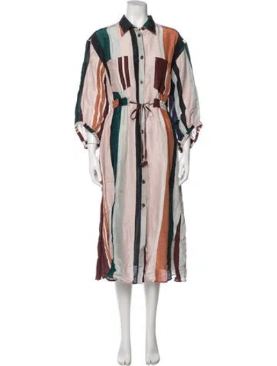 Pre-owned Apiece Apart Linen Midi Length Dress In Pink