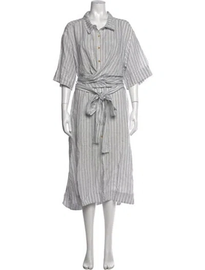 Pre-owned Apiece Apart Linen Midi Length Dress In White
