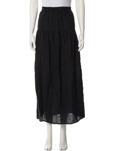 Pre-owned Apiece Apart Linen Midi Length Skirt In Black