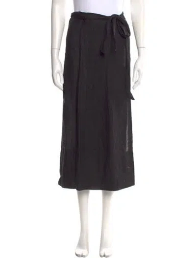 Pre-owned Apiece Apart Linen Midi Length Skirt In Black
