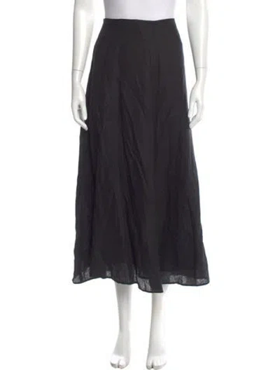 Pre-owned Apiece Apart Linen Midi Length Skirt In Black