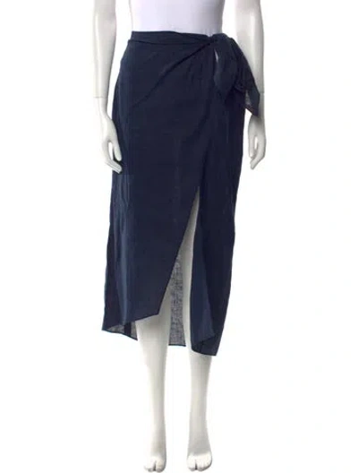 Pre-owned Apiece Apart Linen Midi Length Skirt W/ Tags In Blue