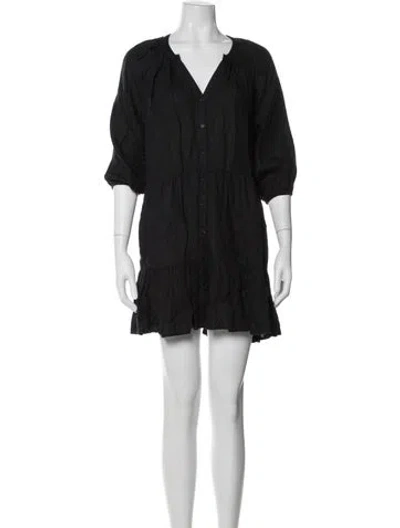 Pre-owned Apiece Apart Linen Mini Dress In Black