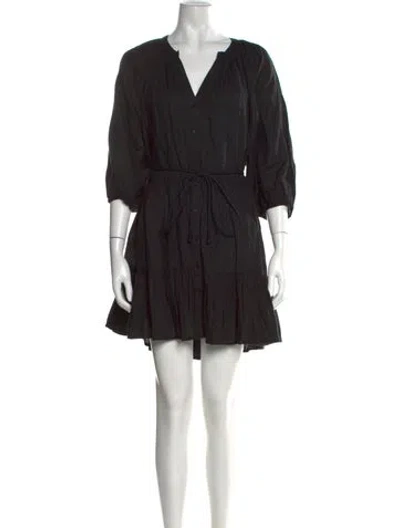 Pre-owned Apiece Apart Linen Mini Dress In Black