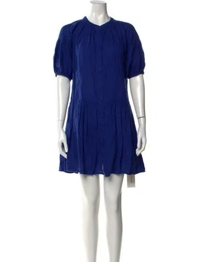 Pre-owned Apiece Apart Linen Mini Dress In Blue