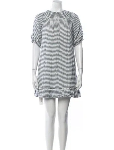 Pre-owned Apiece Apart Linen Mini Dress In Blue