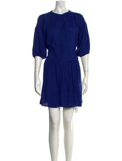 Pre-owned Apiece Apart Linen Mini Dress In Blue