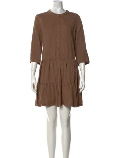 Pre-owned Apiece Apart Linen Mini Dress In Brown
