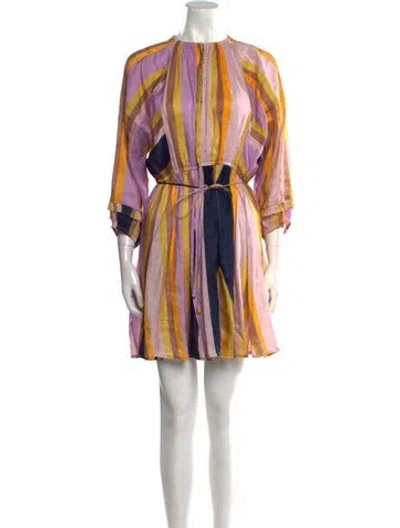 Pre-owned Apiece Apart Linen Mini Dress In Purple