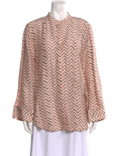 Pre-owned Apiece Apart Linen Printed Blouse In Orange