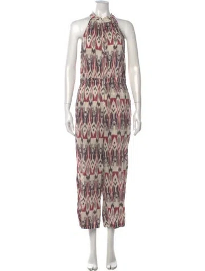 Pre-owned Apiece Apart Linen Printed Jumpsuit In Neutrals