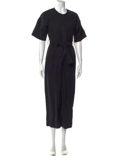 Pre-owned Apiece Apart Linen Scoop Neck Jumpsuit In Black