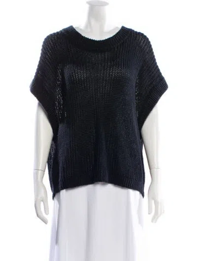 Pre-owned Apiece Apart Linen Scoop Neck Sweater In Black