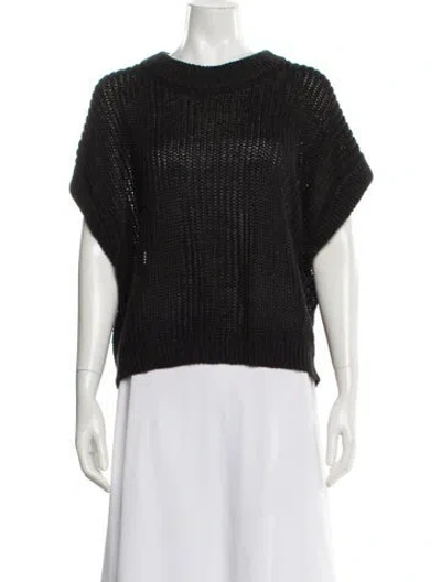 Pre-owned Apiece Apart Linen Scoop Neck Sweater In Black
