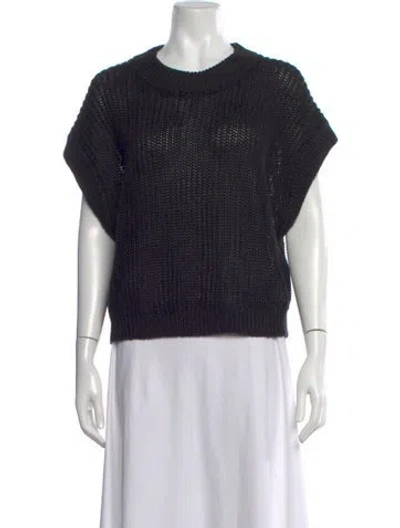 Pre-owned Apiece Apart Linen Scoop Neck Sweater In Black