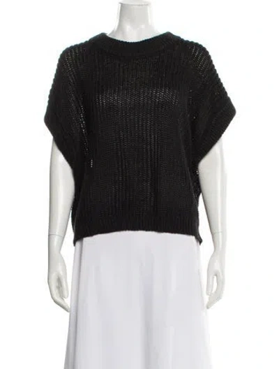 Pre-owned Apiece Apart Linen Scoop Neck Sweater In Black
