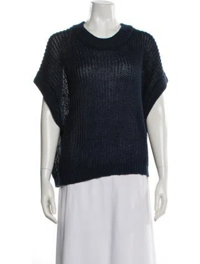 Pre-owned Apiece Apart Linen Scoop Neck Sweater In Blue