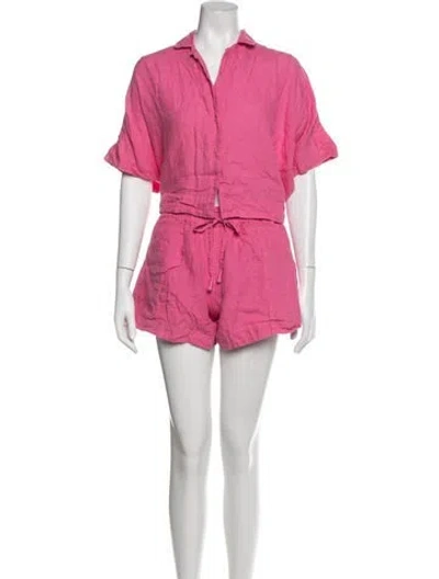 Pre-owned Apiece Apart Linen Short Set In Pink
