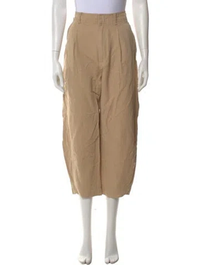Pre-owned Apiece Apart Linen Straight Leg Pants In Brown