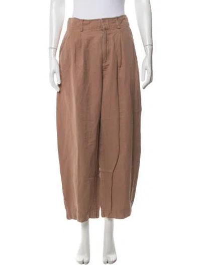 Pre-owned Apiece Apart Linen Straight Leg Pants In Brown
