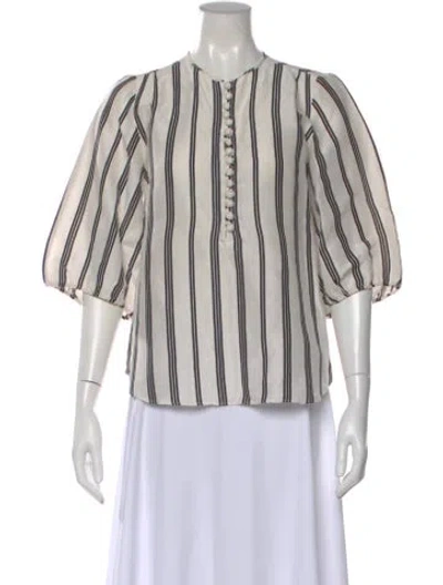 Pre-owned Apiece Apart Linen Striped Blouse In Neutral