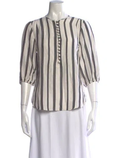 Pre-owned Apiece Apart Linen Striped Blouse In Neutrals