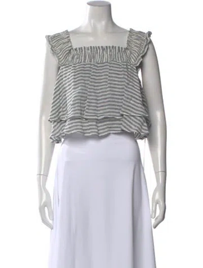 Pre-owned Apiece Apart Linen Striped Blouse In White